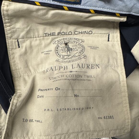 Polo Ralph Lauren Pants Bedford Stretch Straight Fit Chino Blue Mens 34x32 - Picture 6 of 12